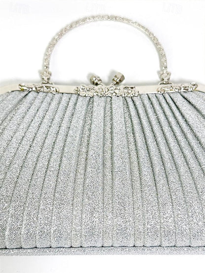 with Pleated Glitter Women's Vintage Clutch Evening Purse FashionChic