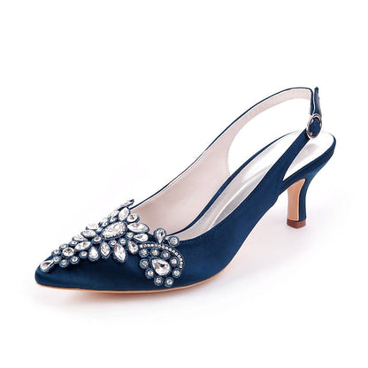 Heels Women Slingback - for Crystal Beige Embellishment with FashionChic