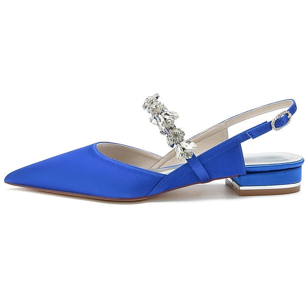 Women's Heel Crystal Flat Shoes Bridal Wedding FashionChic