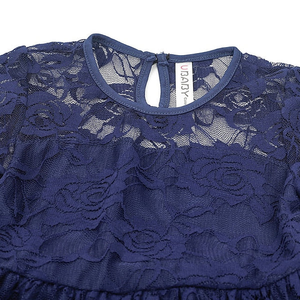 Girl Flower Colored Dress Girls' Long Kids Solid FashionChic