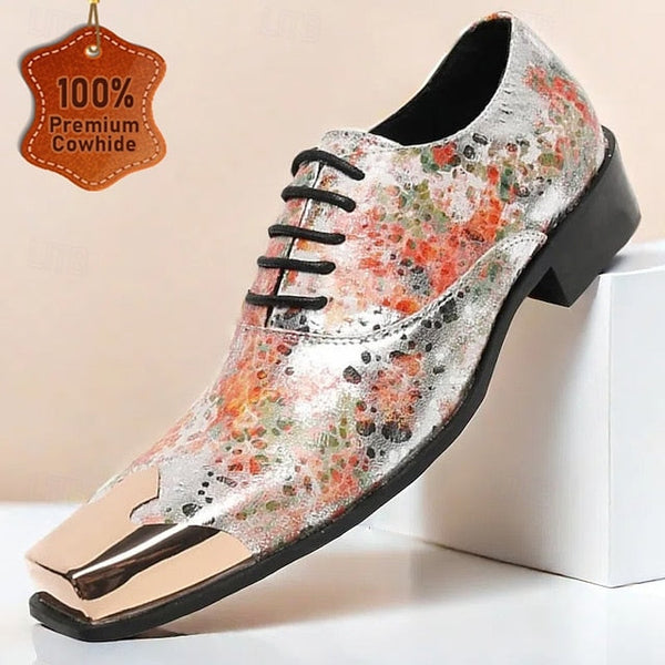Patent – Leather Men's Floral Oxford Shoes Printed FashionChic