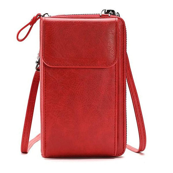 with Zipper Wallet Vintage Faux Crossbody Leather Women's FashionChic