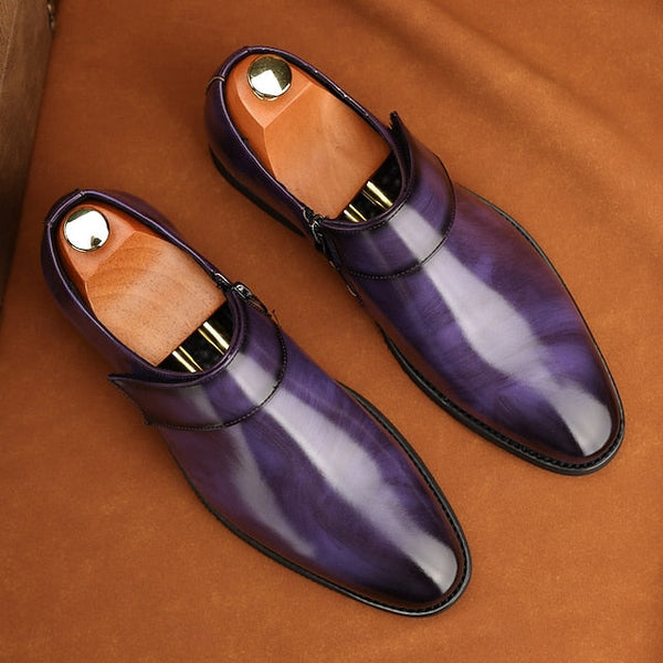 Dress Loafers Leather Brown Shoes Men's Business Slip-On FashionChic