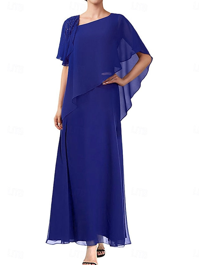 Simple Elegant A-Line Neck Square Dress Mother Bride the of FashionChic