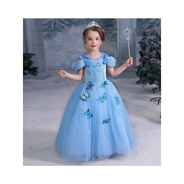 Dress Elsa Tulle Party Flower Princess Frozen Costume Girl Theme FashionChic