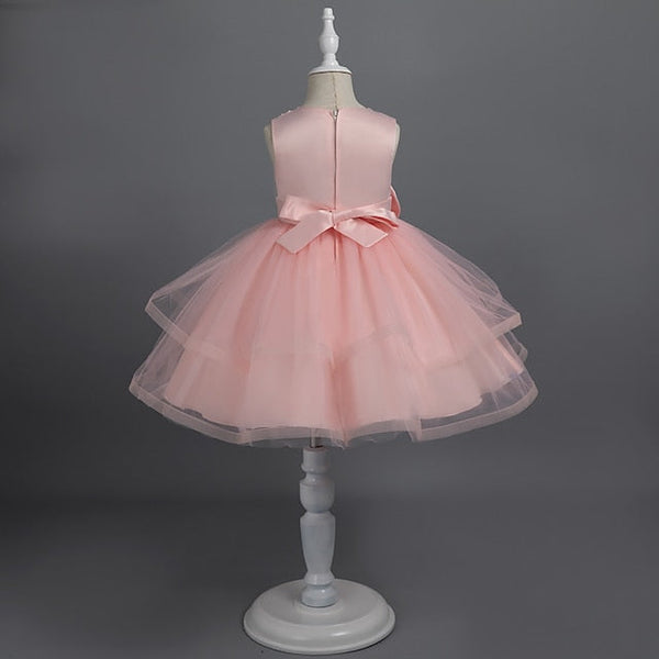 Party Color Girls' Solid Toddler Dress Sleeveless FashionChic