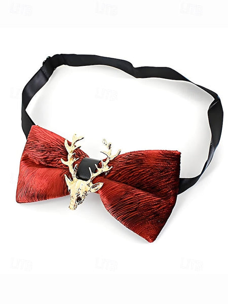 Bow Gold Men's Velvet Pin with Tie Head Deer FashionChic