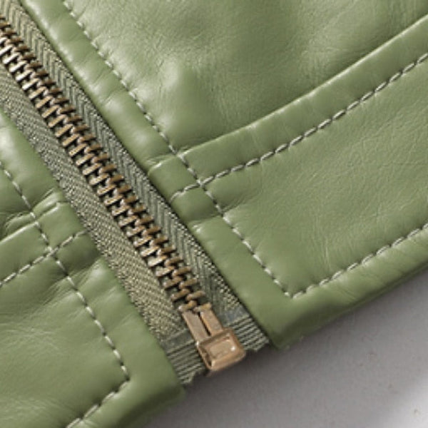 Pocket Jacket Zipper Comfortable Faux Leather Women's FashionChic