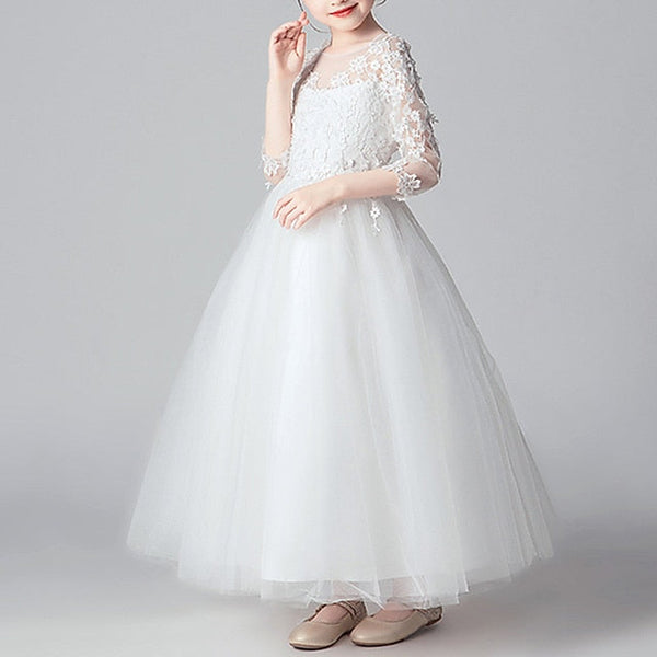 Party Kids Dress Girls' Color Girl Solid Flower FashionChic