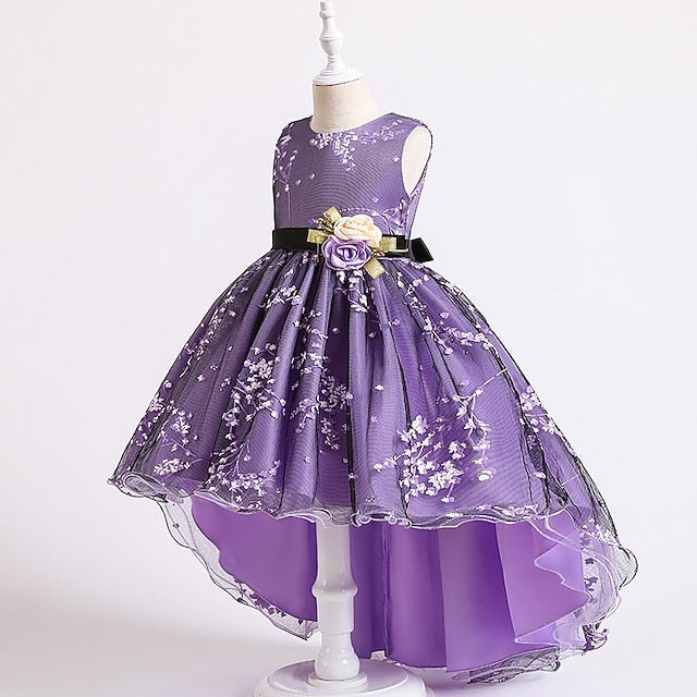 Sleeveless Floral Girls' Kids Solid Dress Wedding Colored FashionChic