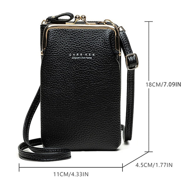 Bag Gold Women's Faux with Frame Leather Black Crossbody FashionChic
