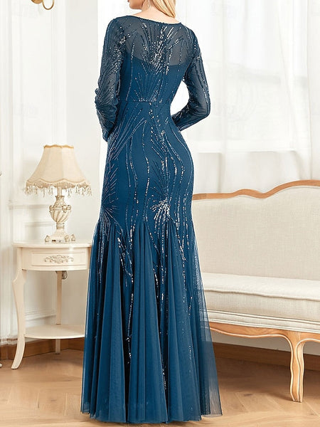 Elegant Floor Mother Crew Bride Party Neck Dress of the FashionChic