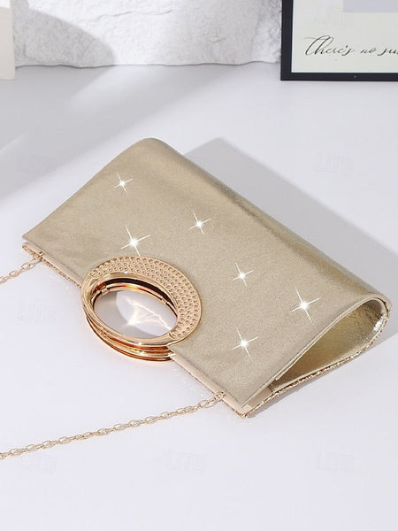 Evening Gold with Women's Silver Clutch Glitter Bag FashionChic