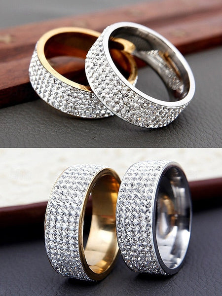 with Pave Band Rings Rhinestone Wide Men's Full FashionChic