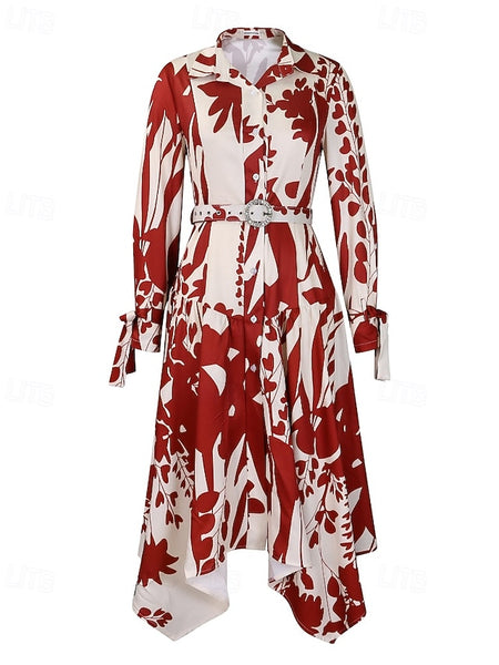 Women's Midi Dress Shirt Dress Floral Dress Print Dress