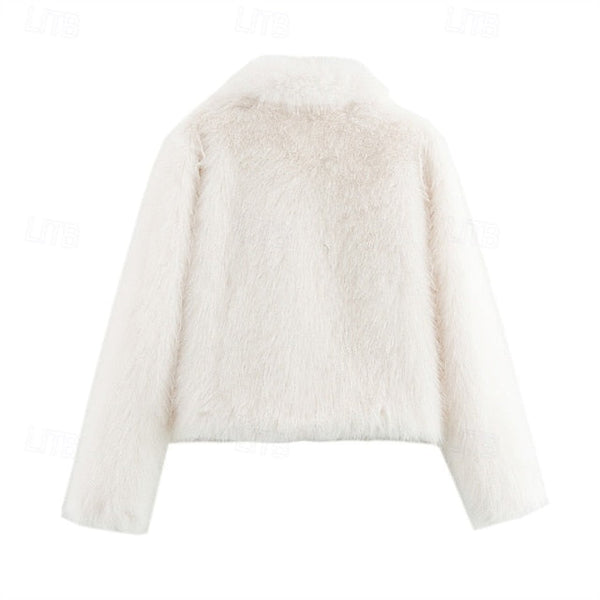 Fur Comfortable Women's Warm Coat Buttons Faux Furs FashionChic