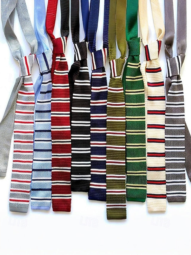 Neck Men's Stylish Christmas Stripe Knit - Tie Woven FashionChic
