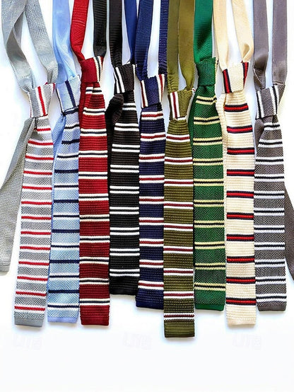 Neck Men's Stylish Christmas Stripe Knit - Tie Woven FashionChic