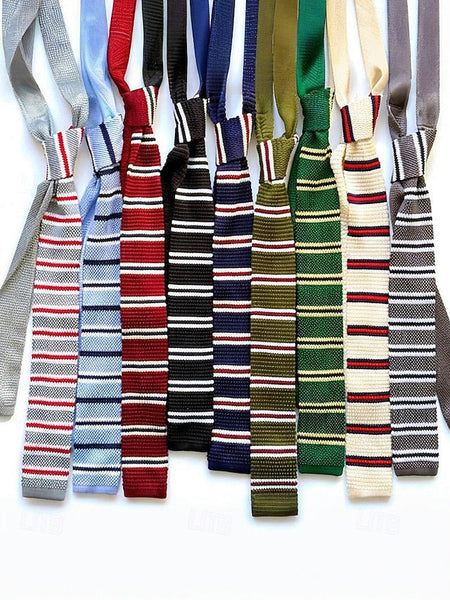 Neck Men's Stylish Christmas Stripe Knit - Tie Woven FashionChic