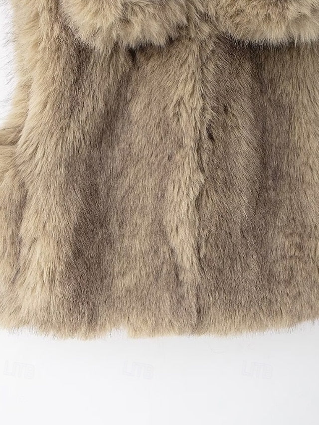 Comfortable Faux Women's Coat Fur Vest Furs Leathers FashionChic