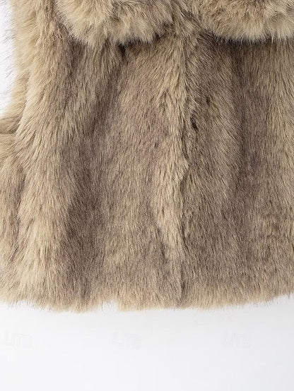 Comfortable Faux Women's Coat Fur Vest Furs Leathers FashionChic