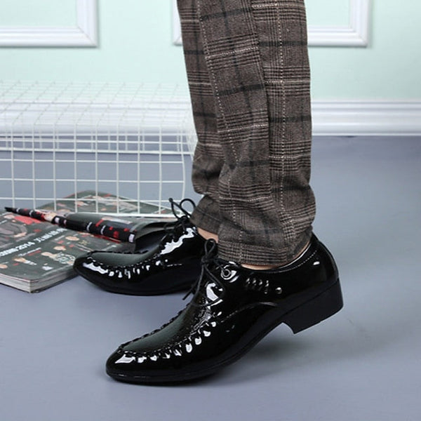 Shoes Dress Black Crocodile Faux Patent Leather - Men's FashionChic