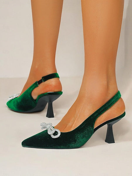 Toe Velvet Heels – Slingback Women's Pointed Cocktail FashionChic
