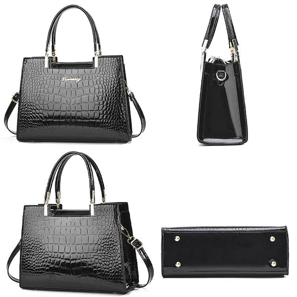 Black Crocodile Pattern Women's Elegant Handbag Leather | FashionChic
