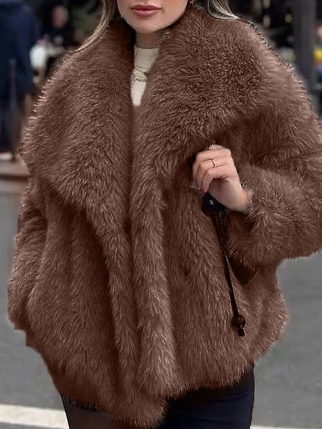Coat Leathers Warm Comfortable Furs Fur Faux Women's FashionChic