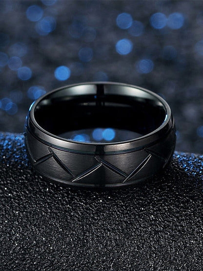 Geometric Rings Steel Men's Pattern Stainless Modern – FashionChic