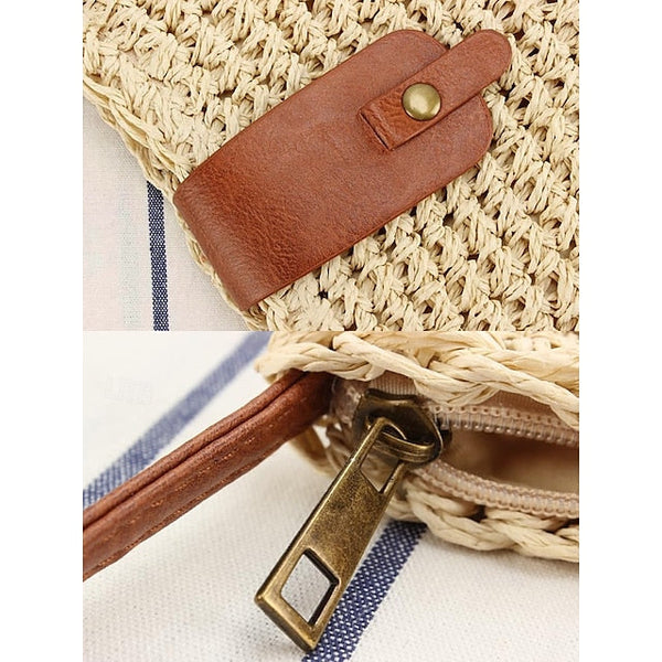 - Crossbody Women’s Chic Strap with Woven Straw Bag Leather FashionChic