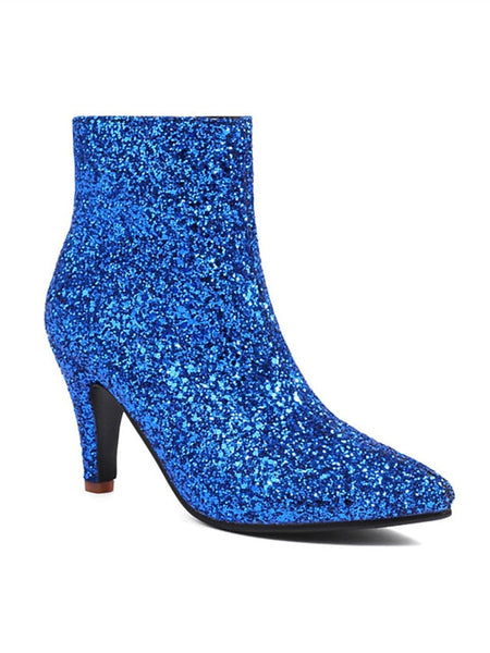 High Ankle Sparkly – Red Glitter Women's Heel Boots FashionChic