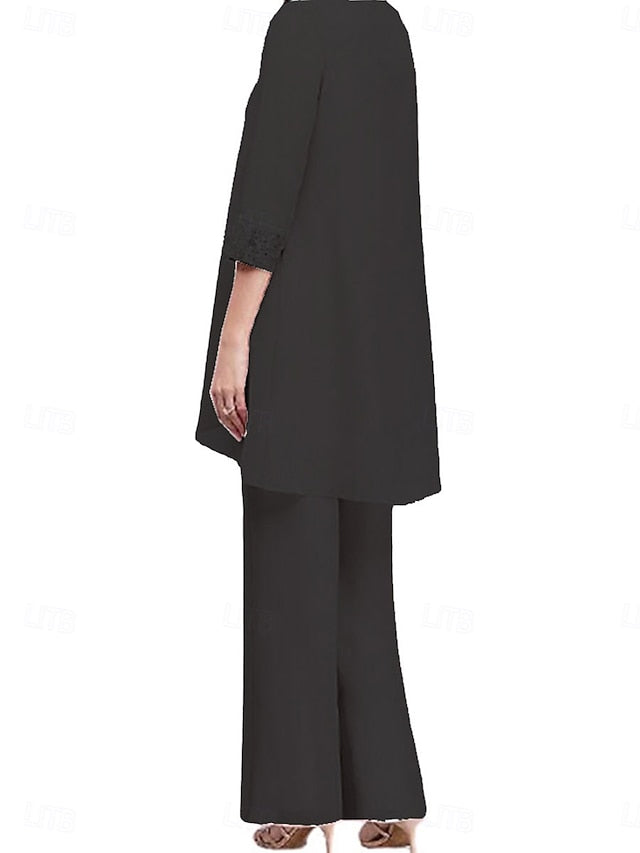 Crew of 3 Dress Elegant Neck the Vintage Mother Bride Piece FashionChic