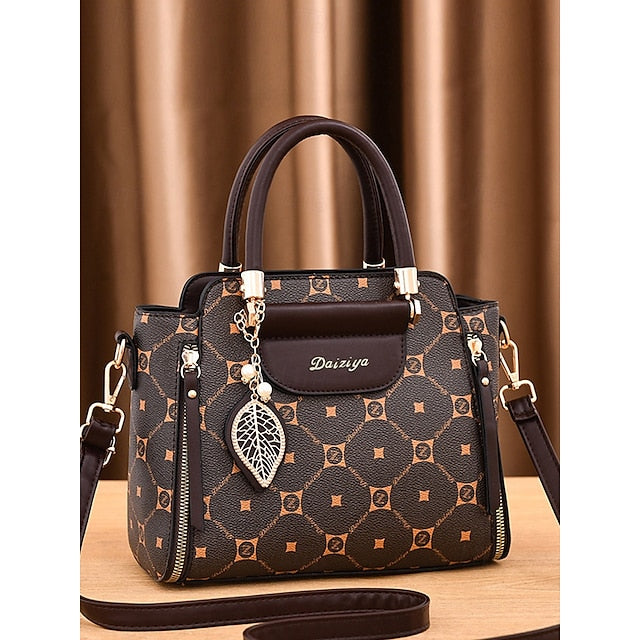 Accents Elegant Faux with Red Women's and Leather Handbag FashionChic