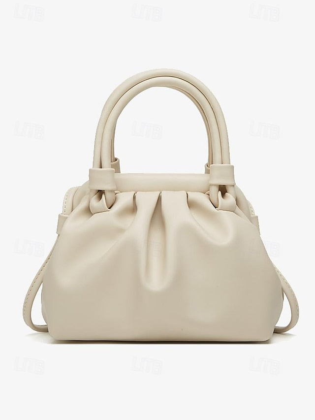 Handbag Cream Elegant with Drawstring Closure Women's – FashionChic