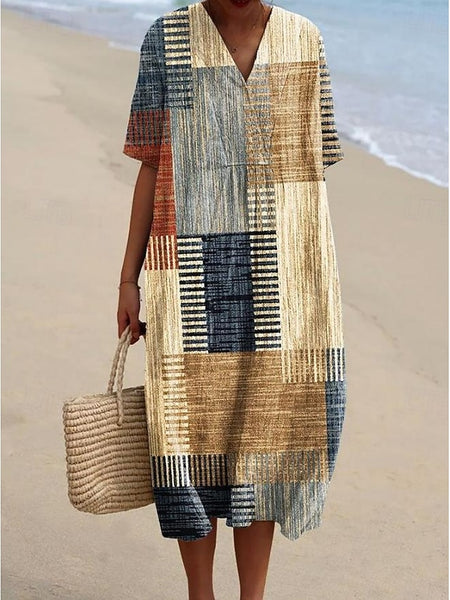 Women's Midi Dress Sundress A Line Dress Linen Vacation