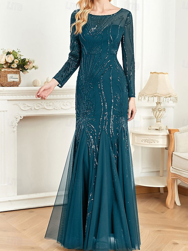 Crew Floor Mother Bride Elegant the Party Neck of Dress FashionChic