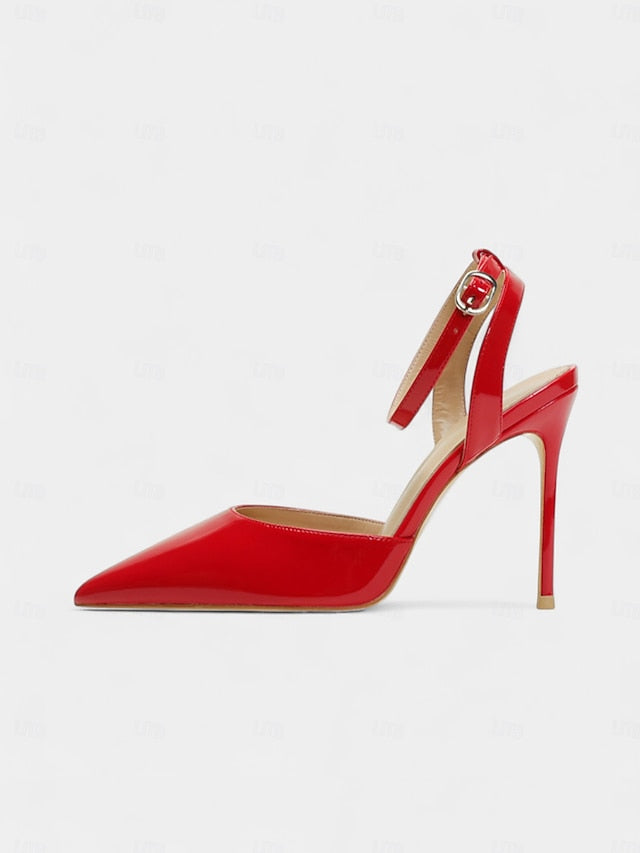 Slingback Stiletto Heels Women's - Patent Leather Nude FashionChic