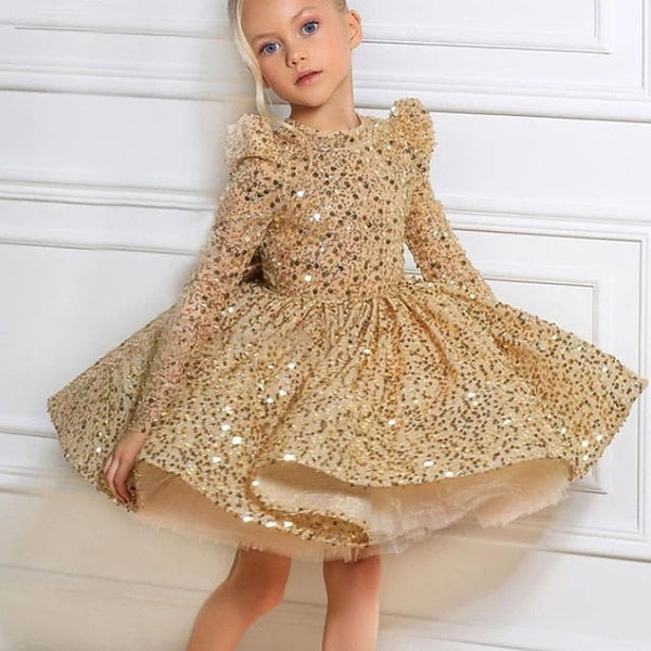 Kids Dress Party Sequin Little Line A Girls' FashionChic