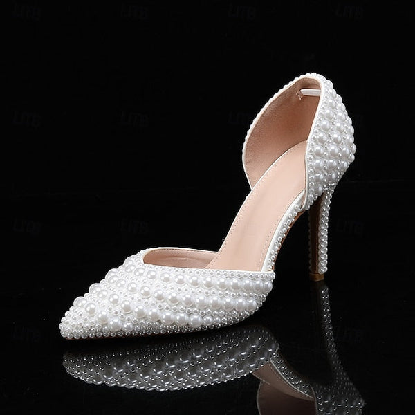 Set Heels Bag Stiletto Clutch White and Pearl – Women's FashionChic