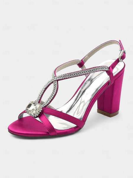 Women's Blue Rhinestone – Elegant Sandals Satin Royal FashionChic