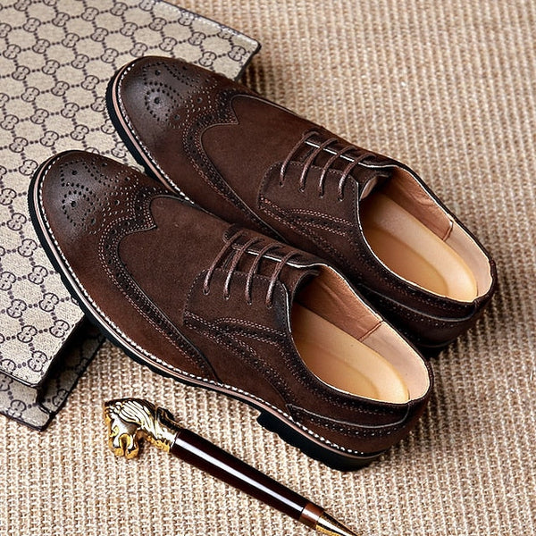 Brogue Brown Vintage Lace-Up Derby Men's Dress – Shoes FashionChic