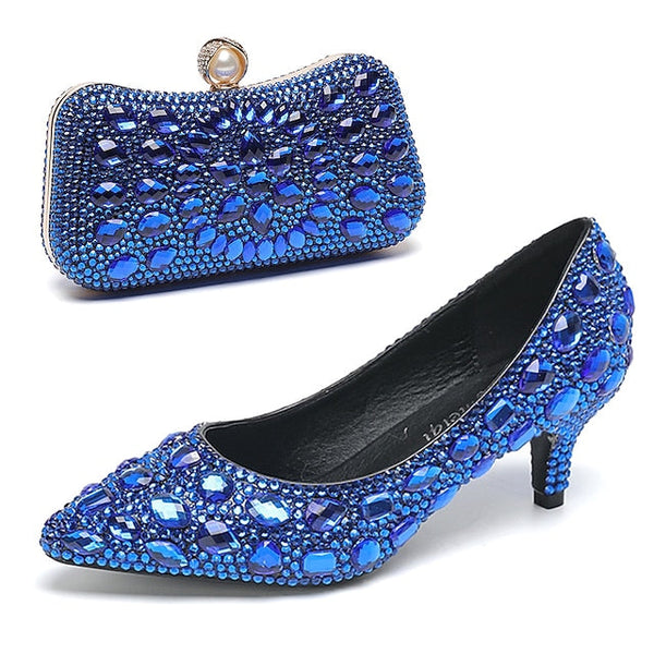 Matching Kitten Crystal-Embellished and Heel Shoes Women's FashionChic
