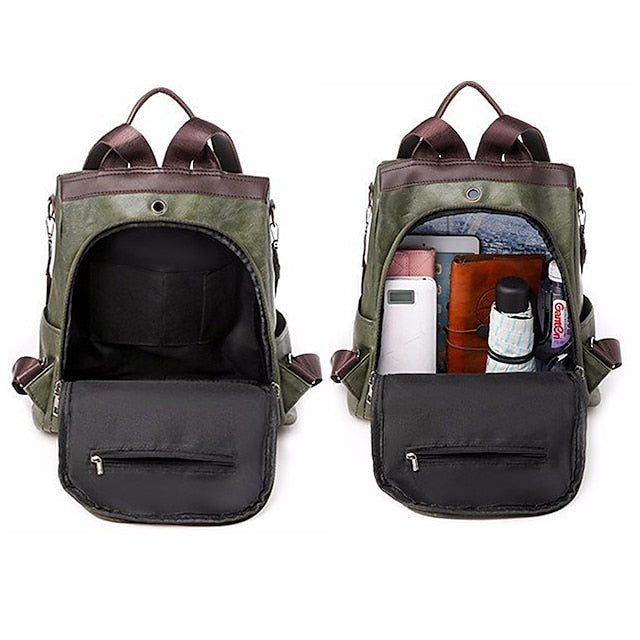 Convertible Backpack Faux Leather Caramel Purse Women's FashionChic