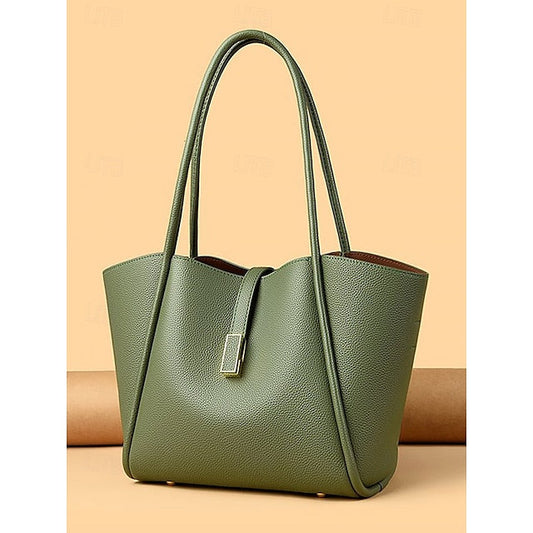 Leather Green Bag Tote Faux Women's FashionChic