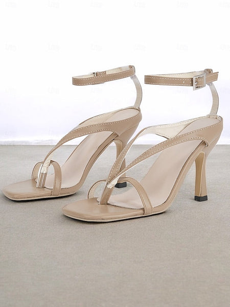 Elegant – White Strappy Sandals Stiletto Women's FashionChic