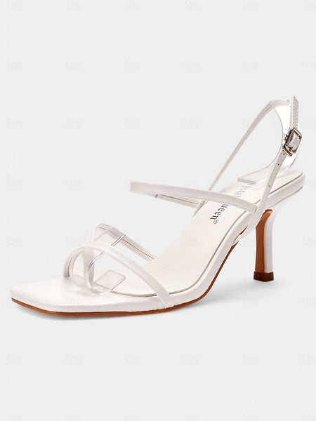 High Minimalist Heel Toe Women Square for Sandals - Strappy Nude FashionChic