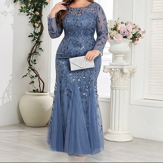 Gown Trumpet Evening Sparkle Floor Formal / Dress Mermaid FashionChic