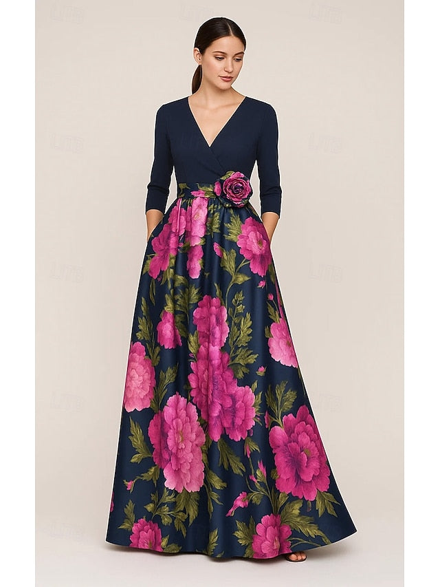 the Print Gown of Mother A-Line Bride Elegant Evening Floral FashionChic