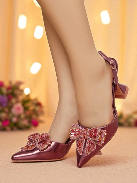 Pointed Metallic Slingback - High Gold Toe Pumps Women's FashionChic